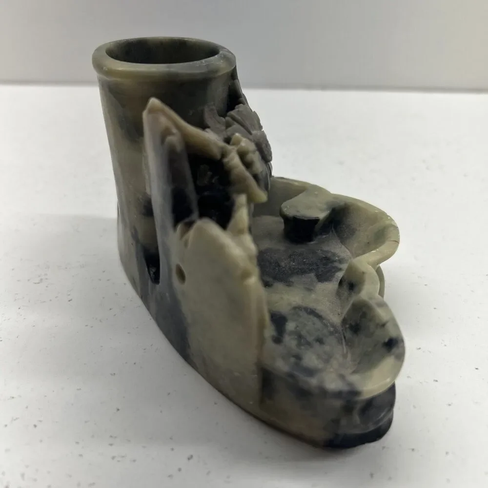 Vintage Soapstone Hand Carved‎ Chinese Desk Organizer VGC